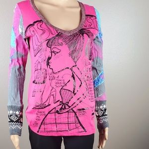 Custo Chic Graffiti Pink T-Shirt